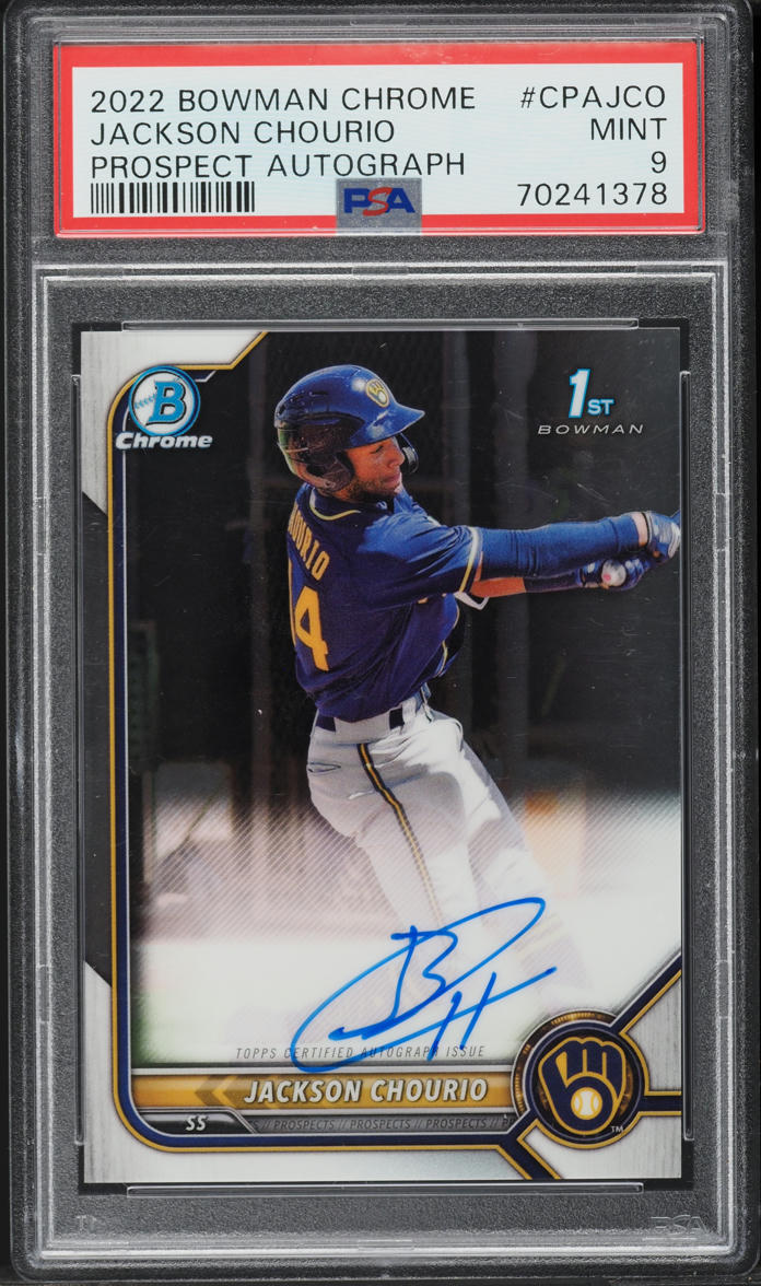 2022 Bowman Chrome Jackson Chourio PROSPECT AUTO #CPA-JCO PSA 9 MINT