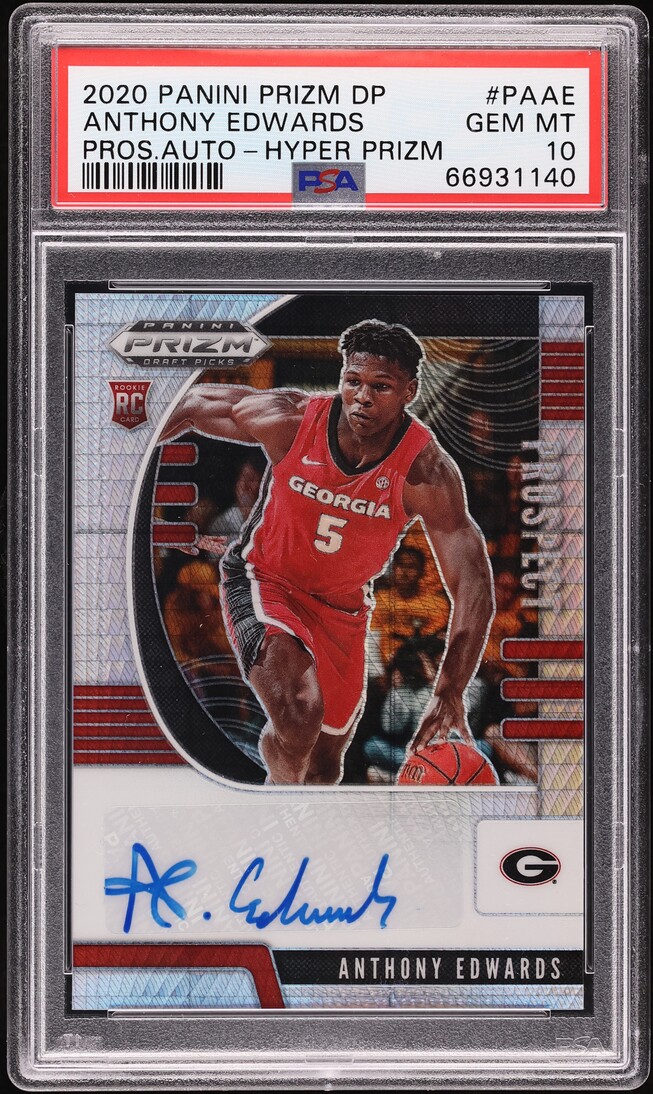 2020 Panini Prizm Draft Picks Hyper Anthony Edwards ROOKIE AUTO #PA-AE PSA 10