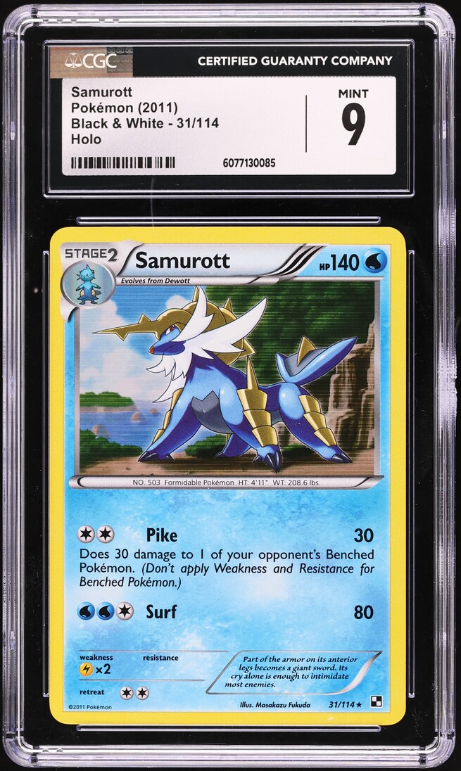 2011 Pokemon Black & White Holo Samurott #31 CGC 9 MINT