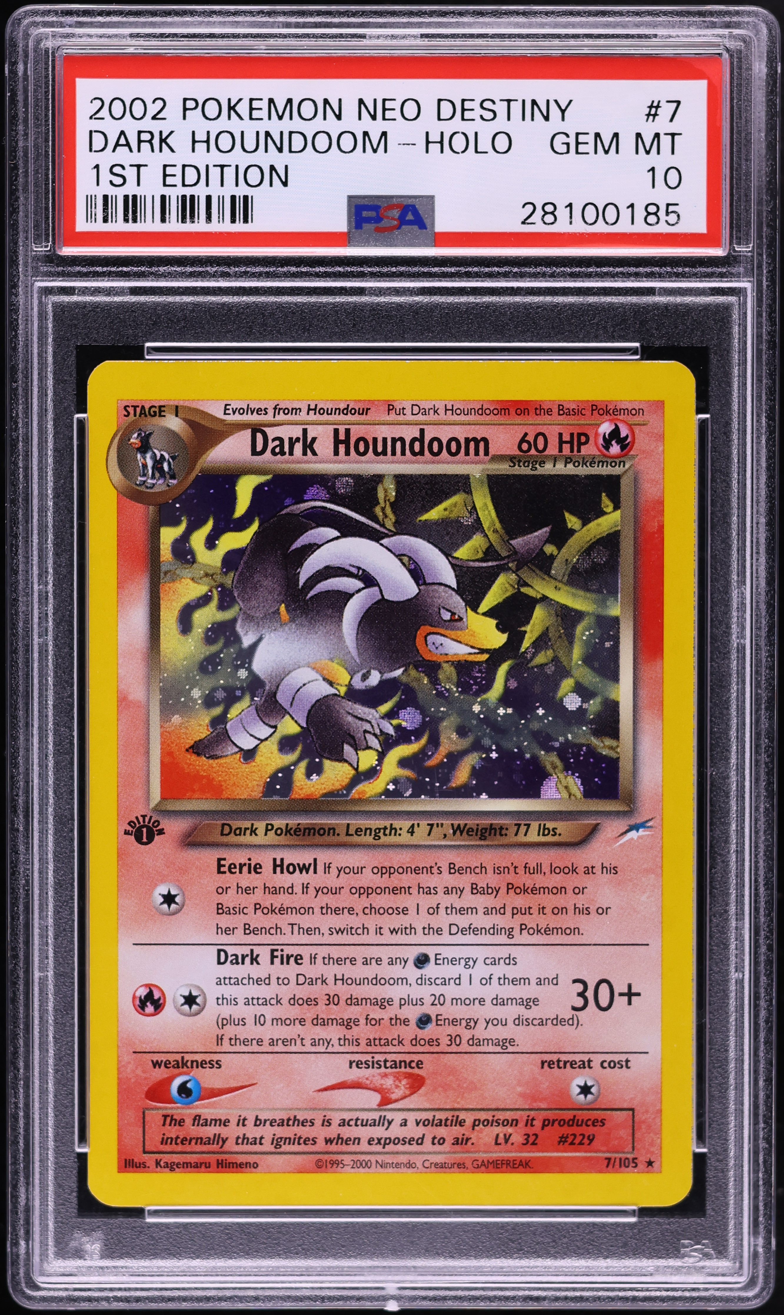 2002 Pokemon Neo Destiny 1st Edition Holo Dark Houndoom #7 PSA 10 GEM MINT