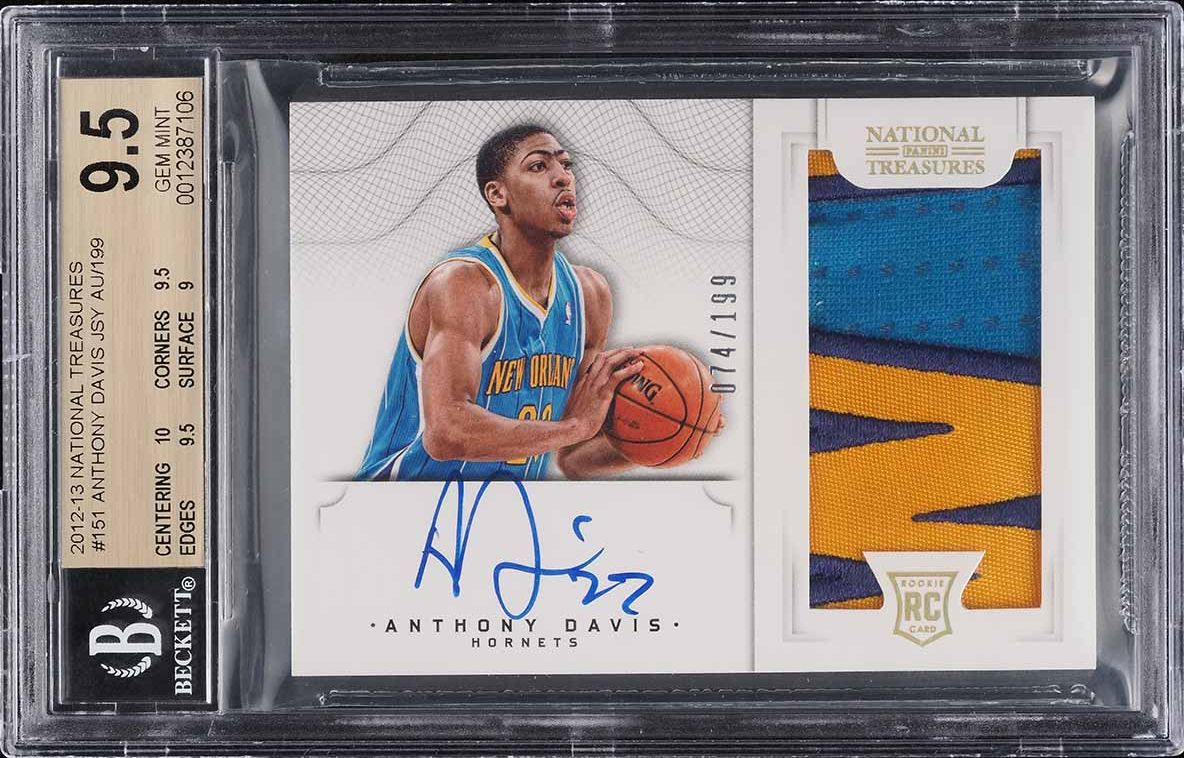 2012 National Treasures Anthony Davis ROOKIE PATCH AUTO /199 BGS 9.5 GEM MINT