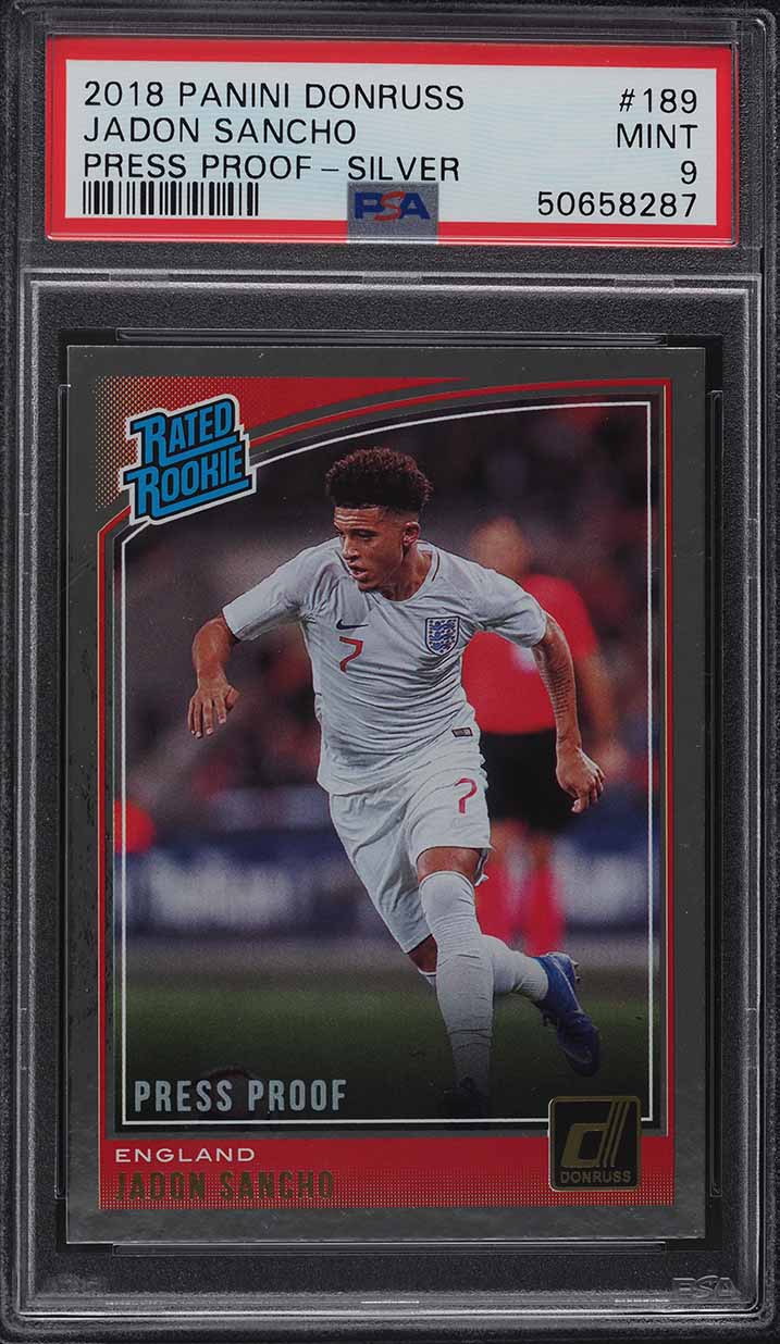 2018 Donruss Press Proof Silver Jadon Sancho ROOKIE #189 PSA 9 MINT