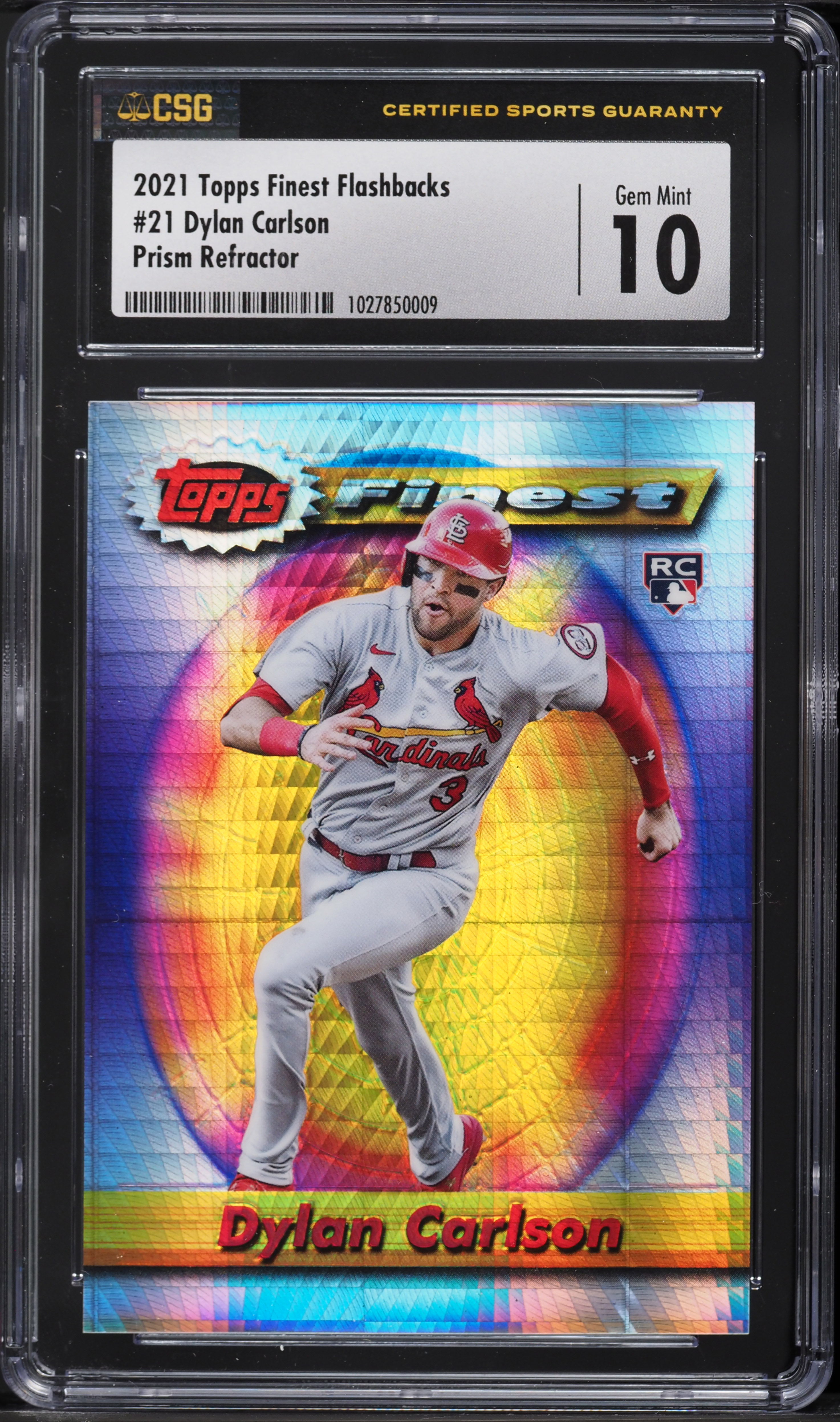 2021 Finest Flashbacks Prism Refractor Dylan Carlson ROOKIE /35 #21 CSG 10 GEM