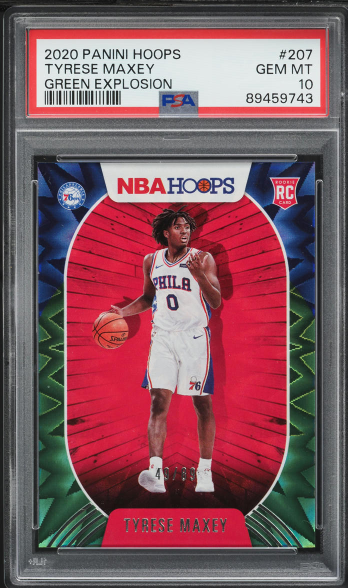 2020 Hoops Green Explosion Tyrese Maxey ROOKIE /89 #207 PSA 10 GEM MINT