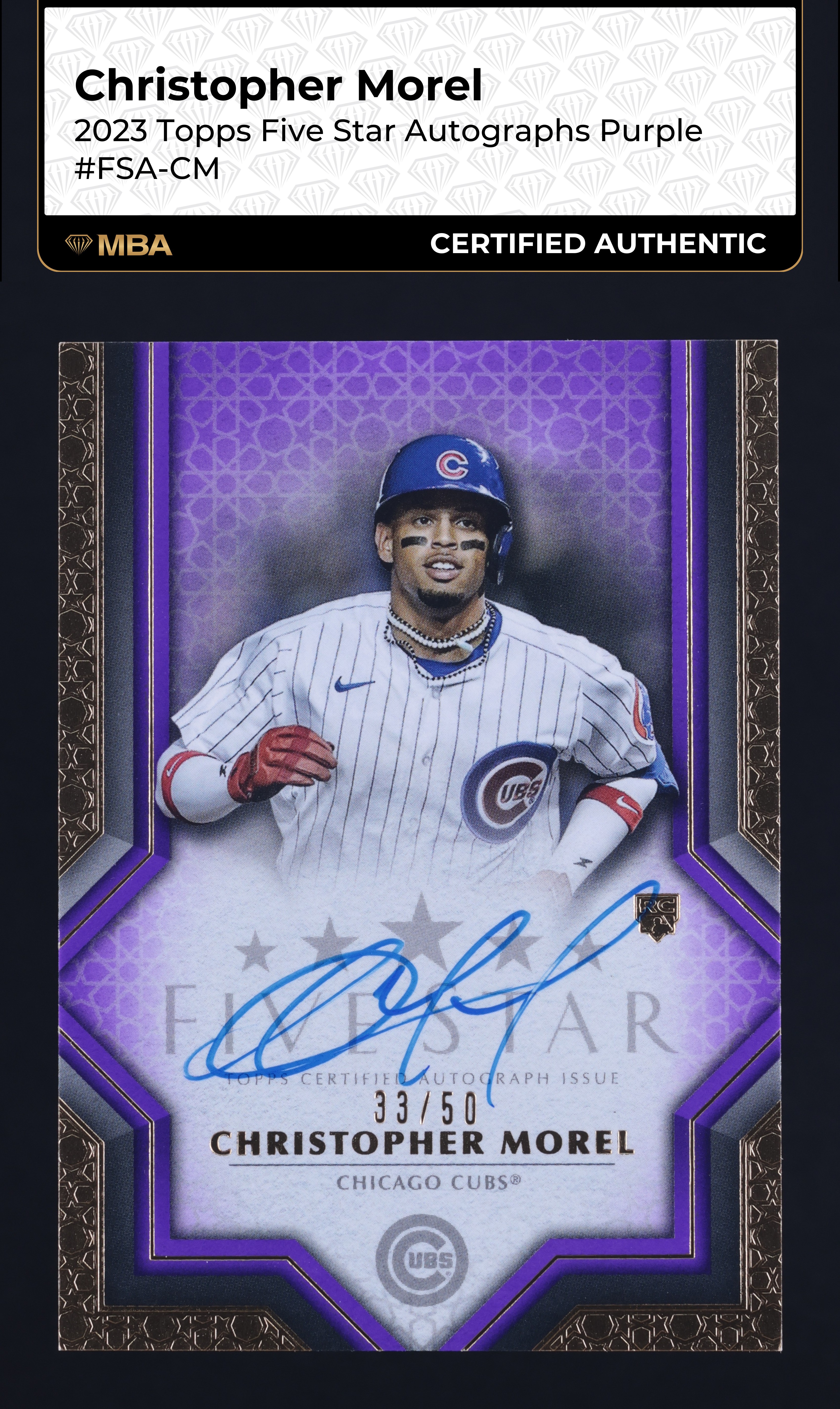 2023 Topps Five Star Purple Christopher Morel ROOKIE AUTO /50 #FSA-CM MBA AUTH