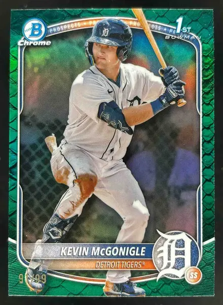 2025 Bowman Chrome Reptilian Green Refractor #BCP-79 Kevin McGonigle RC /99