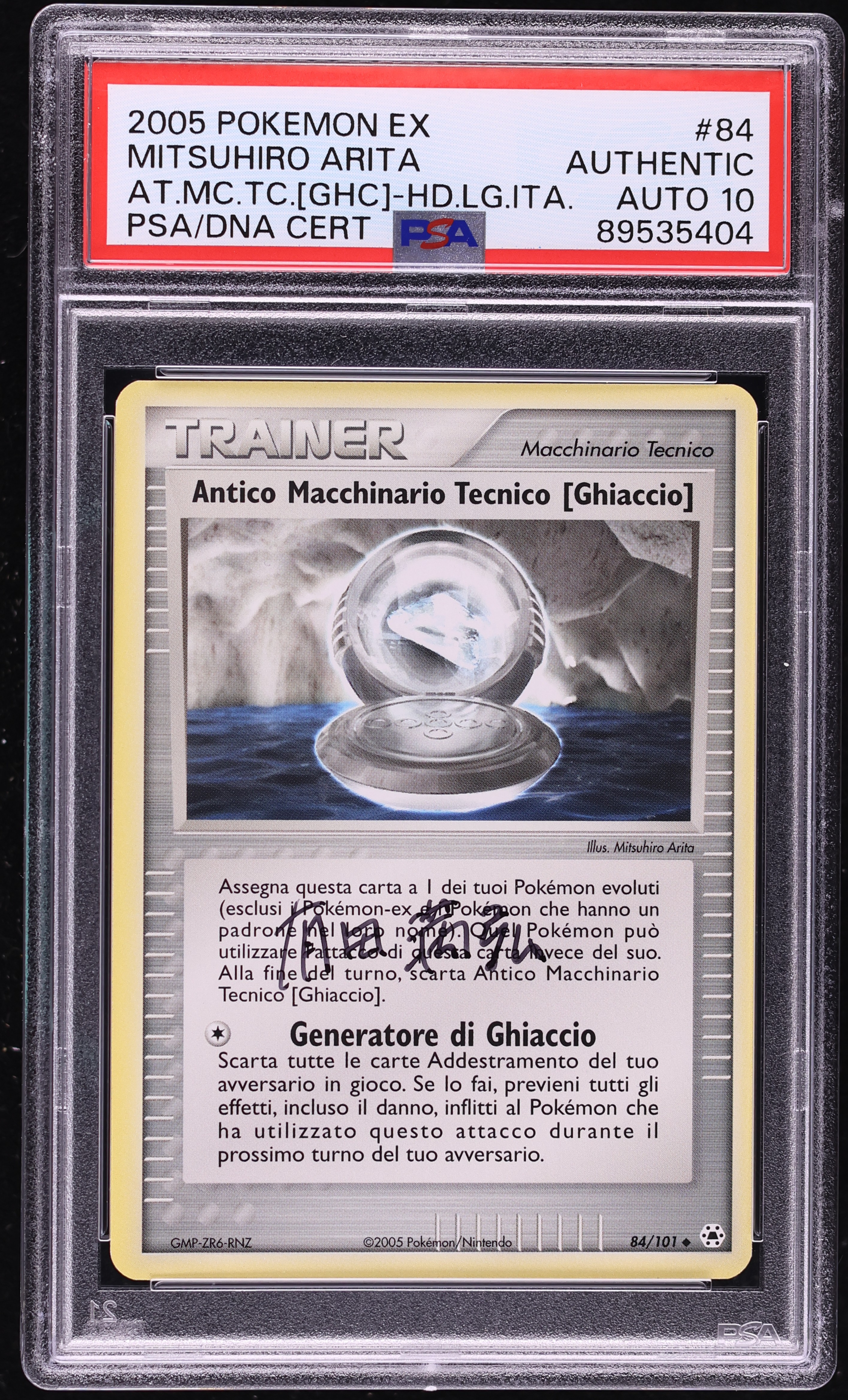 2005 Pokemon Italian EX Hidden Legends Ancient Technical Machine DNA 10 #84 PSA AUTH