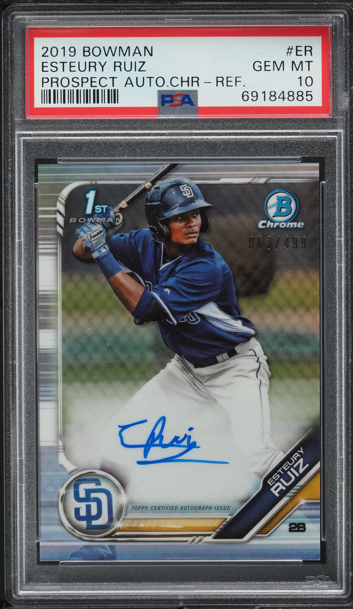 2019 Bowman Chrome Refractor Esteury Ruiz ROOKIE AUTO /499 #ER PSA 10 GEM MINT