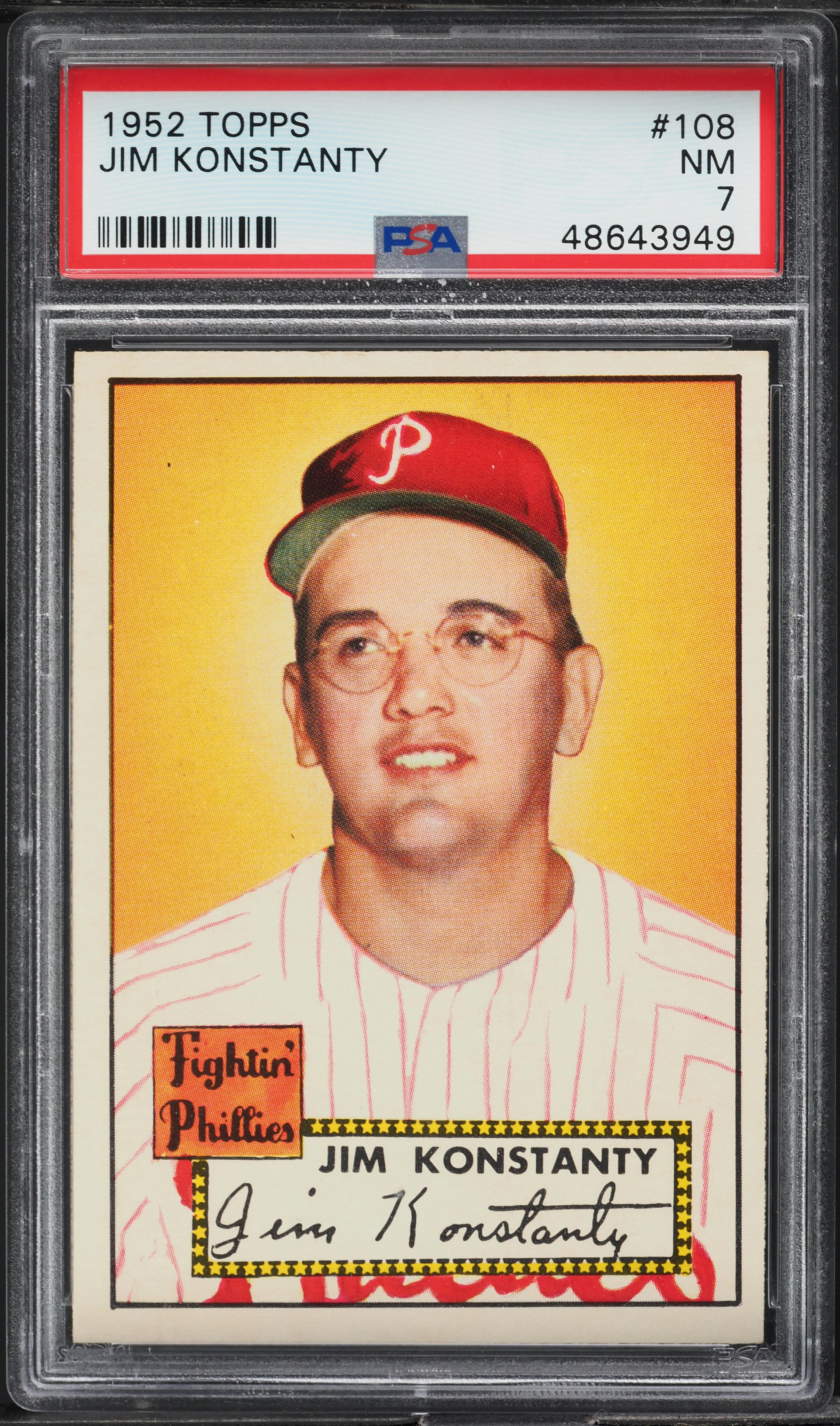 1952 Topps Jim Konstanty #108 PSA 7 NRMT