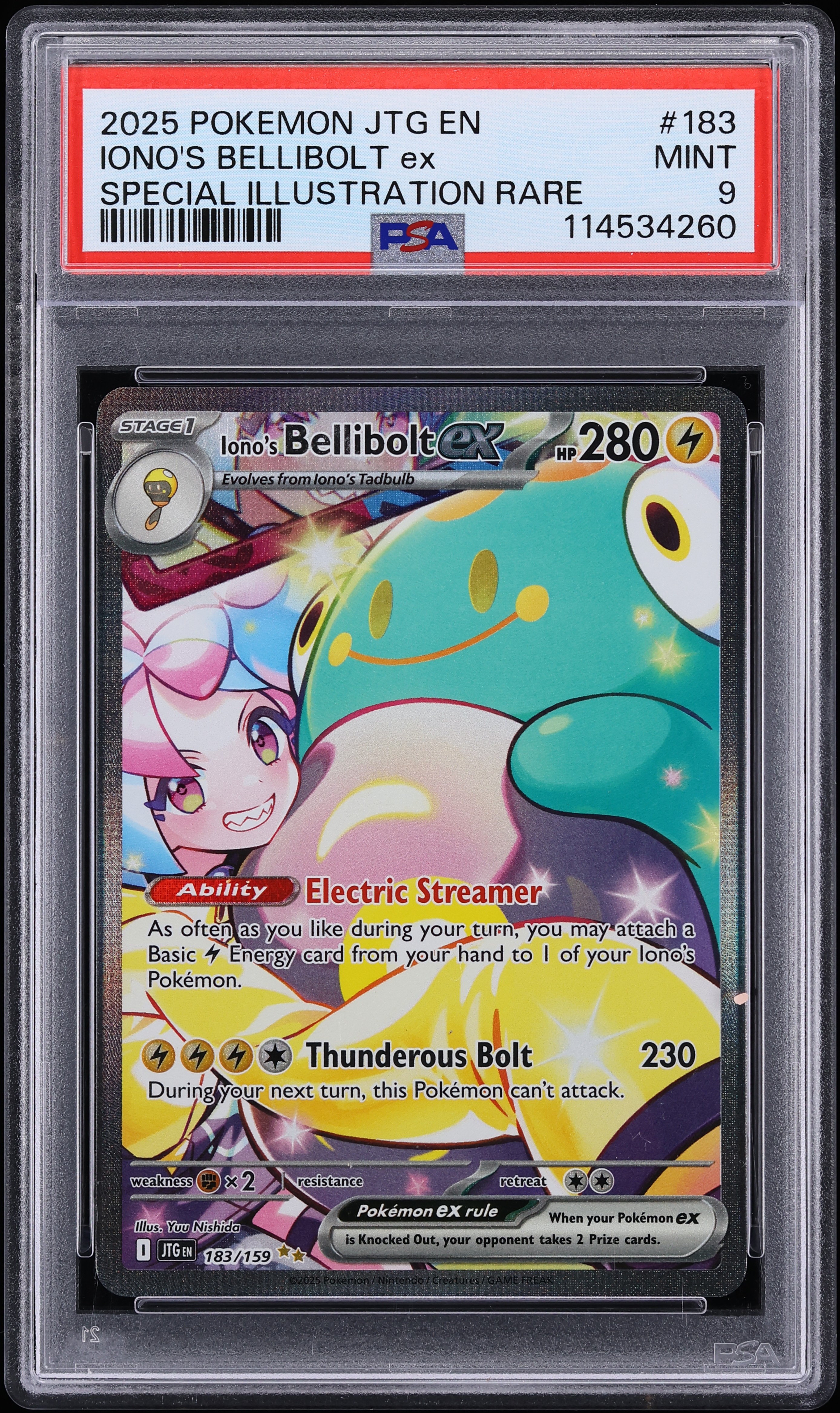 2025 Pokemon Scarlet & Violet Journey Together SIR Iono's Bellibolt Ex #183 PSA 9 MINT