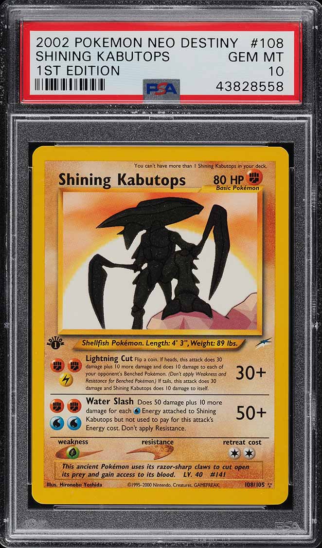 2002 Pokemon Neo Destiny 1st Edition Shining Kabutops #108 PSA 10 GEM MINT