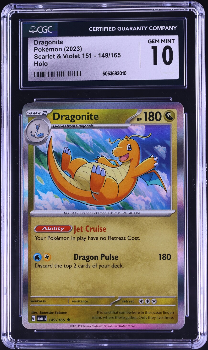 2023 Pokemon Scarlet & Violet 151 Holo Dragonite #149 CGC 10 GEM MINT