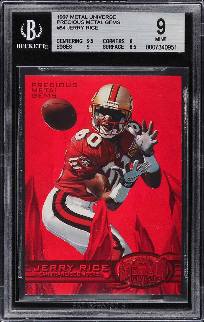 1997 Metal Universe Precious Metal Gems PMG Red Jerry Rice /150 BGS 9