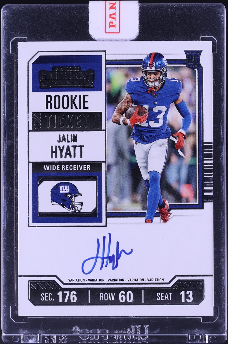 Jalin Hyatt #115 2023 Panini Contenders Football Rookie Goal Line Ticket FOTL RPS