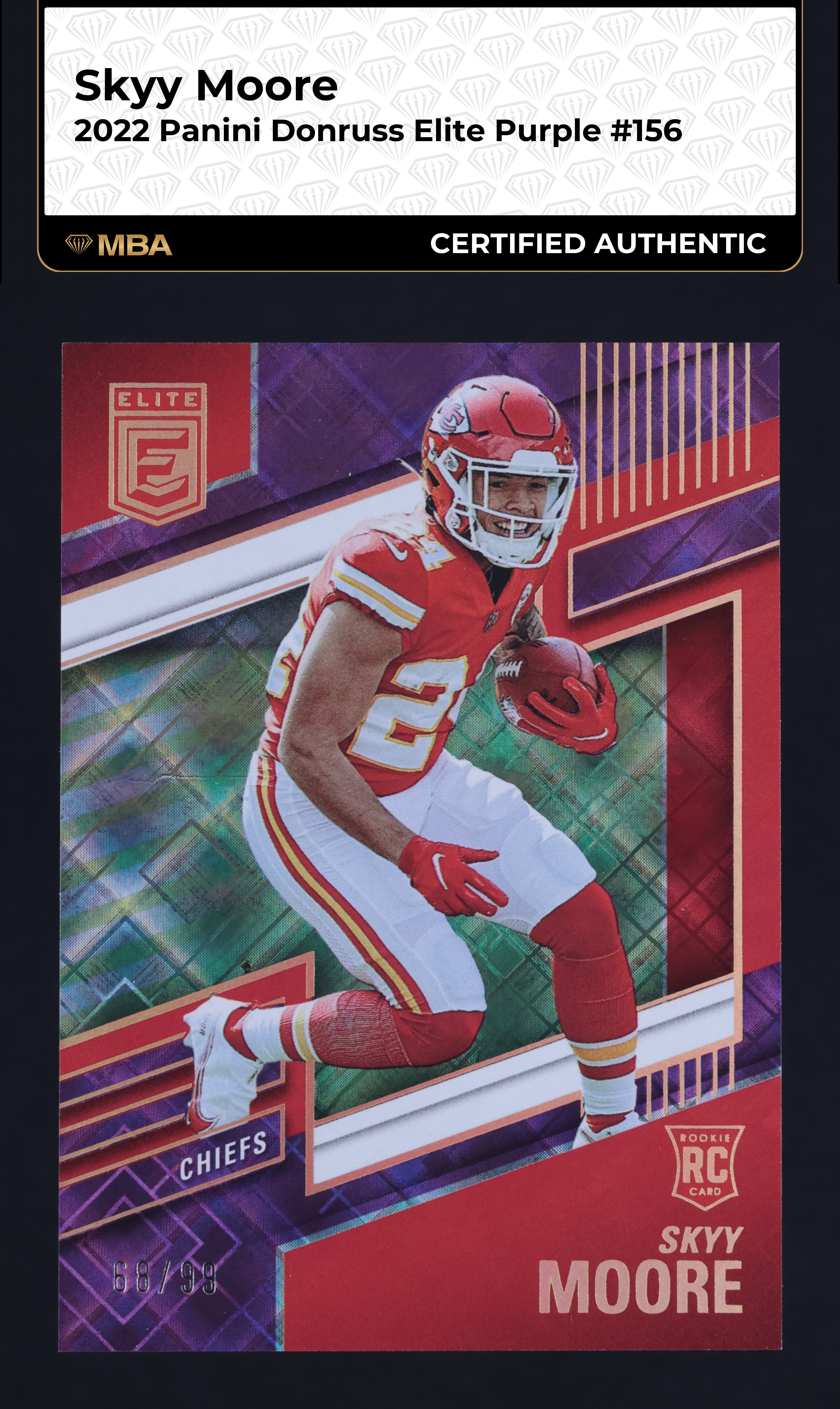 2022 Donruss Elite Purple Skyy Moore ROOKIE /99 #156 MBA AUTH