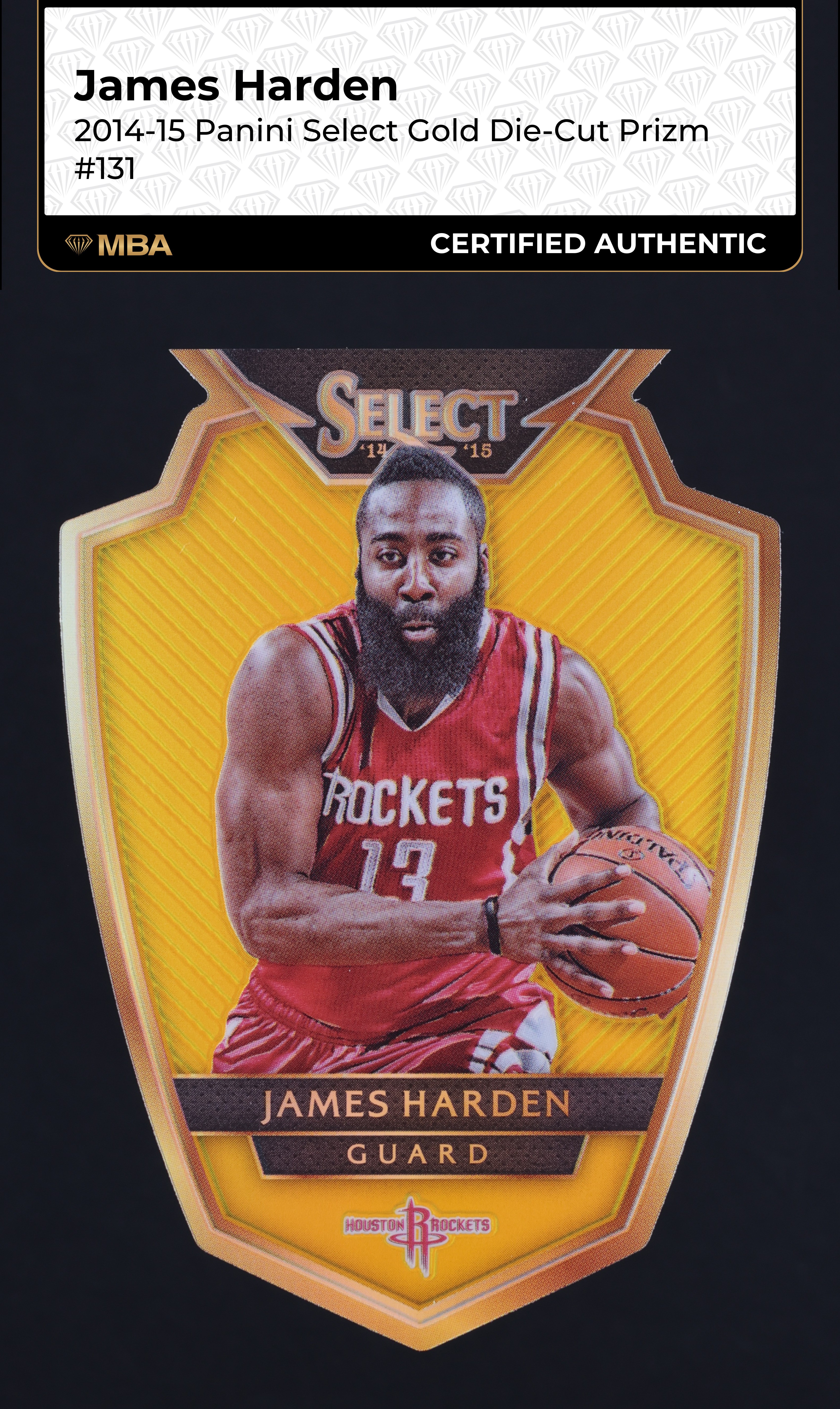 2014 Select Premier Level Gold Prizm Die-Cut James Harden 10/10 #131 MBA AUTH