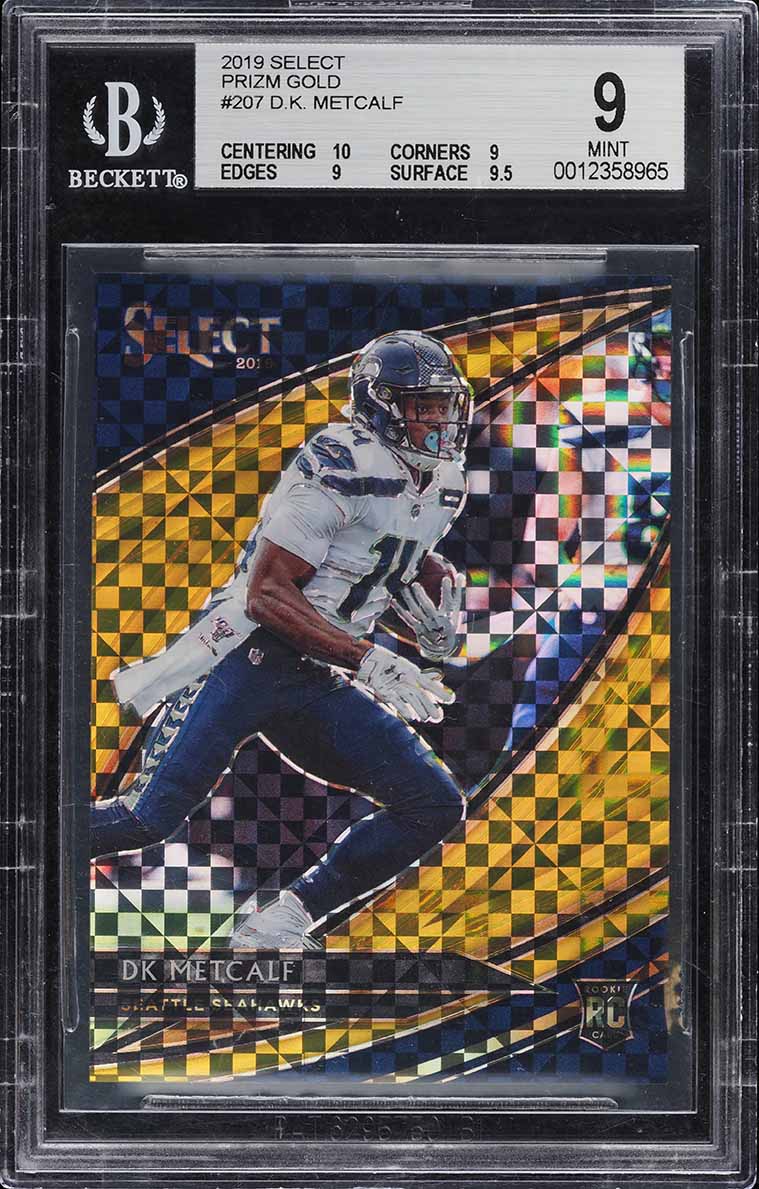 2019 Select Field Level Gold Prizm D.K. Metcalf ROOKIE 10/10 #207 BGS 9 MINT