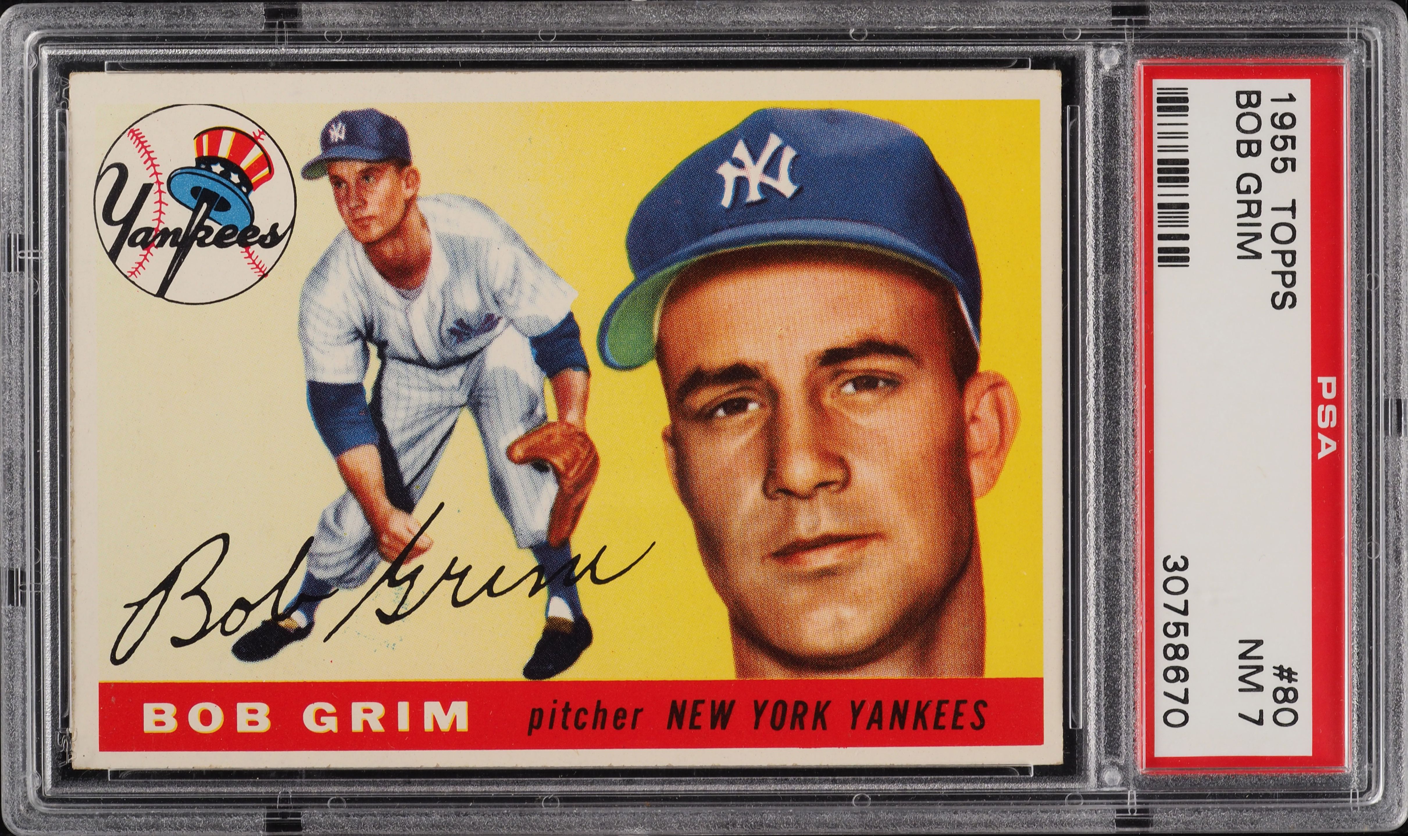 1955 Topps Bob Grim ROOKIE #80 PSA 7 NRMT