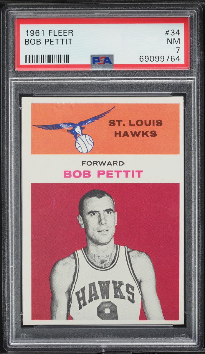 1961 Fleer Basketball Bob Pettit #34 PSA 7 NRMT