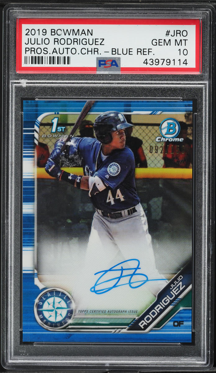 2019 Bowman Chrome Blue Refractor Julio Rodriguez PROSPECT AUTO /150 PSA 10 GEM