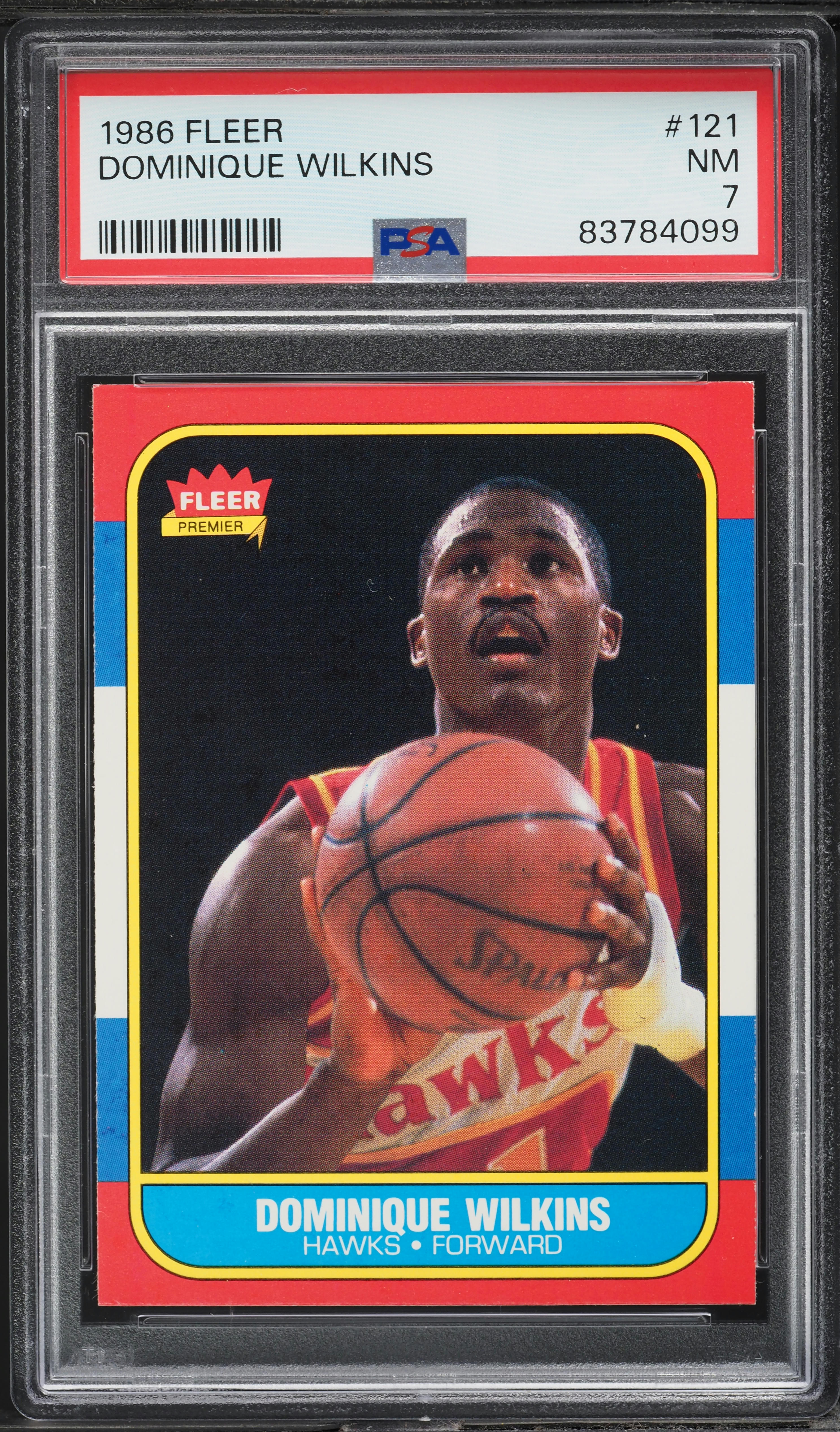 1986 Fleer Basketball Dominique Wilkins ROOKIE #121 PSA 7 NRMT
