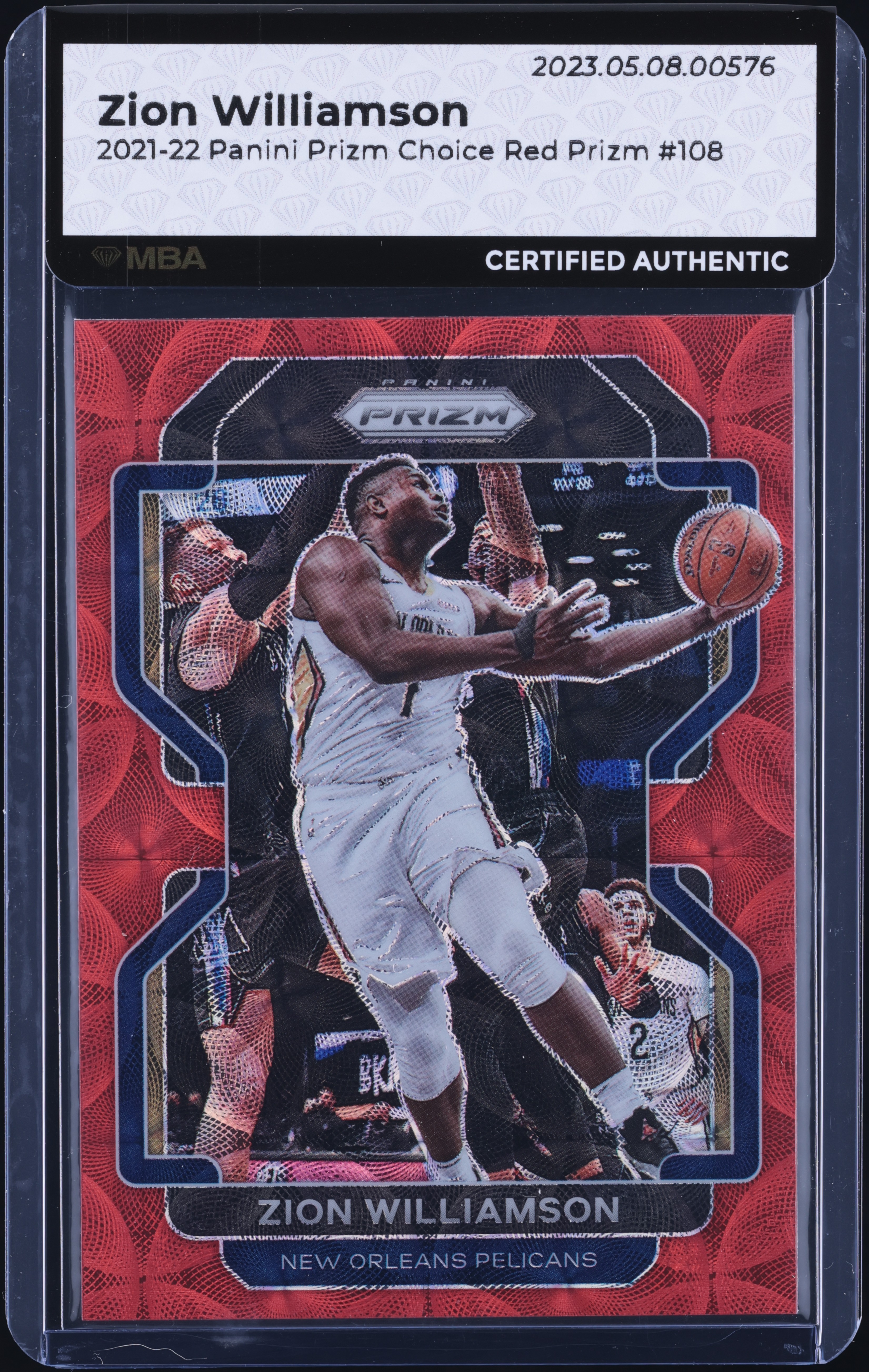 2021 Panini Prizm Choice Red Zion Williamson /88 #108 MBA AUTH