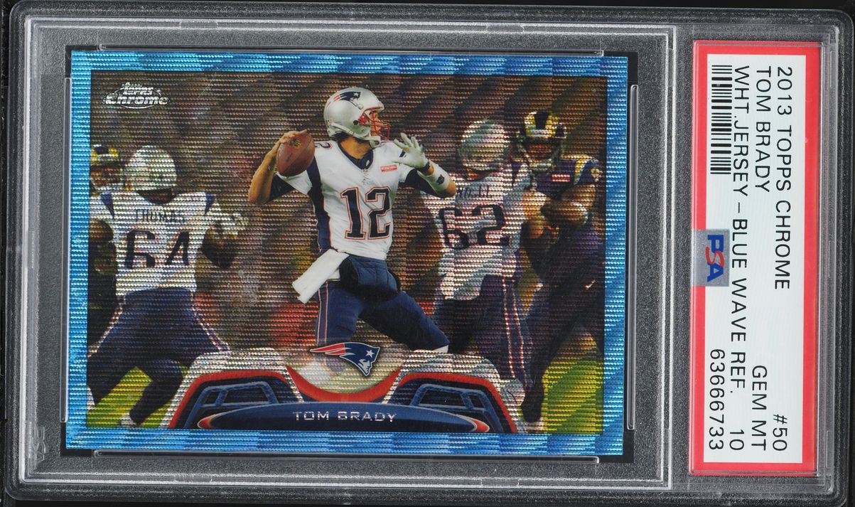 2013 Topps Chrome White Jersey Blue Wave Refractor Tom Brady #50 PSA 10 GEM MINT