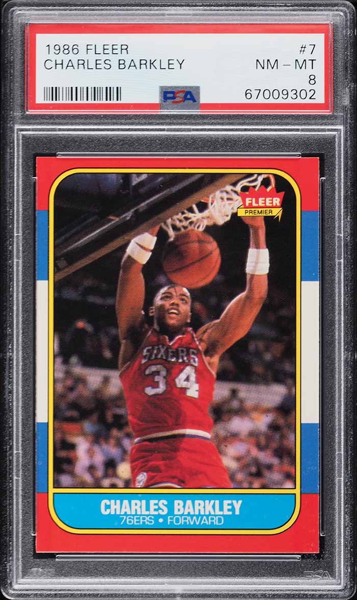 1986 Fleer Basketball Charles Barkley ROOKIE #7 PSA 8 NM-MT