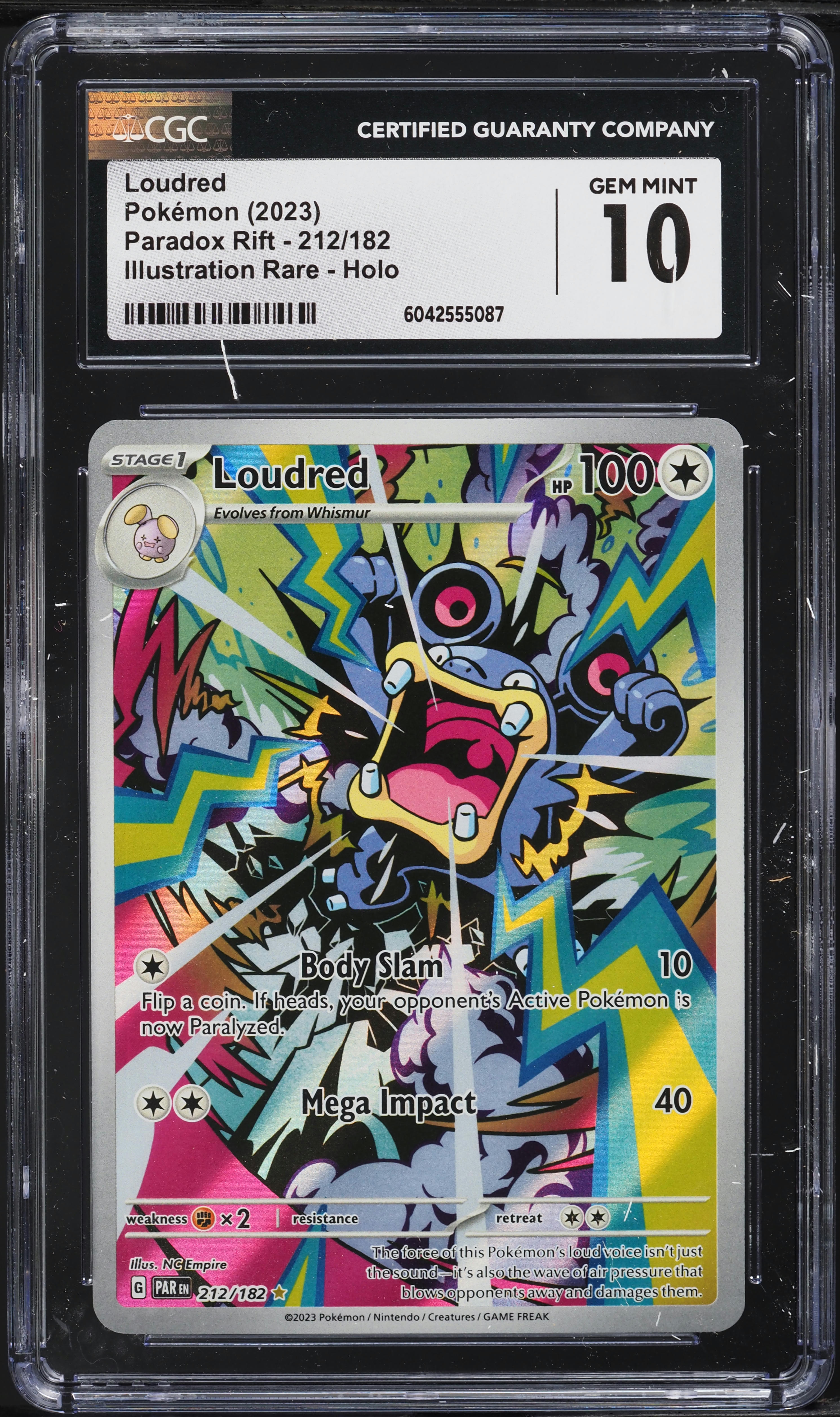 2023 Pokemon Scarlet & Violet Paradox Rift IR Loudred #212 CGC 10 GEM MINT