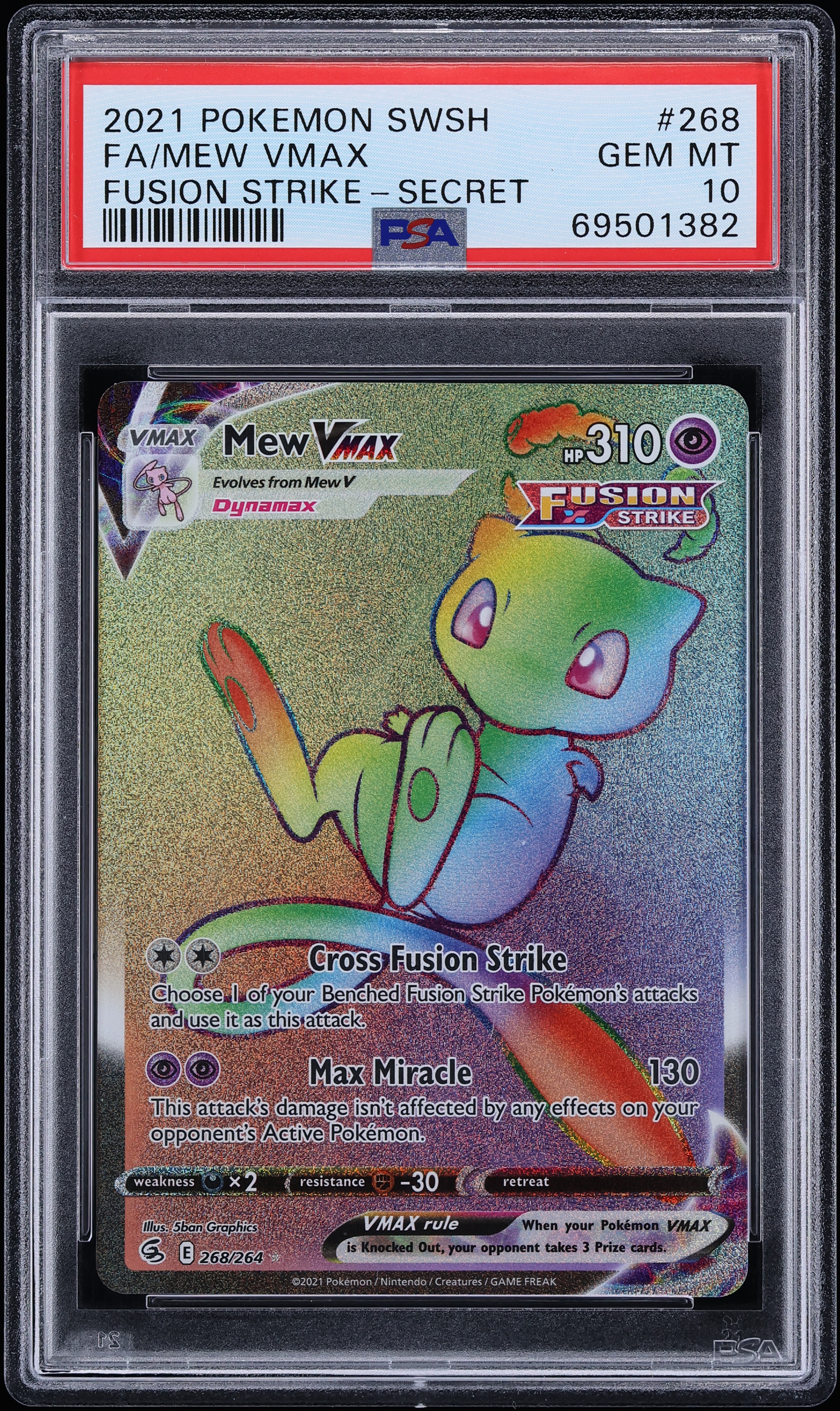 2021 Pokemon Sword & Shield Fusion Strike Rainbow Rare Mew VMAX #268 PSA 10 GEM MINT