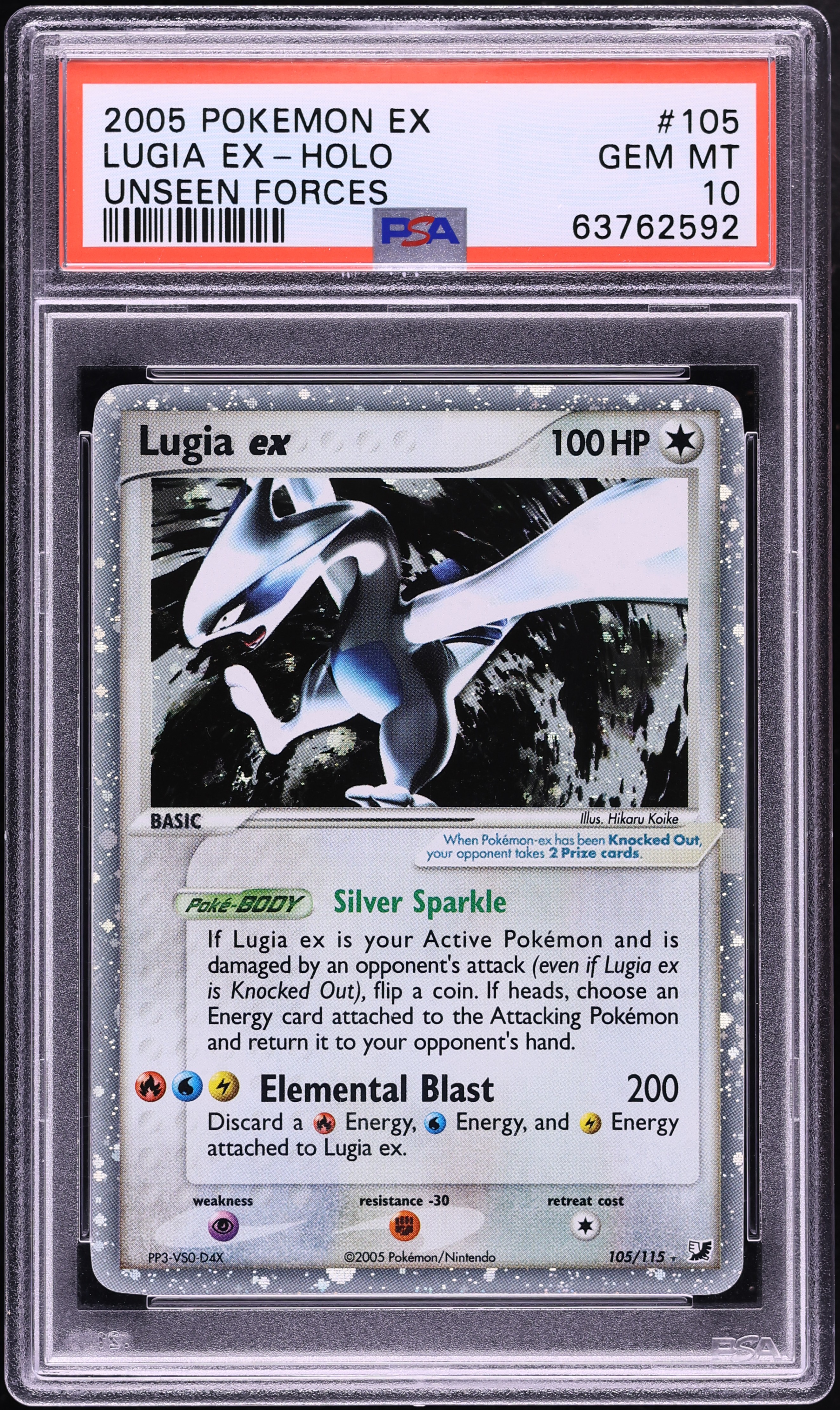 2005 Pokemon EX Unseen Forces Holo Lugia Ex #105 PSA 10 GEM MINT