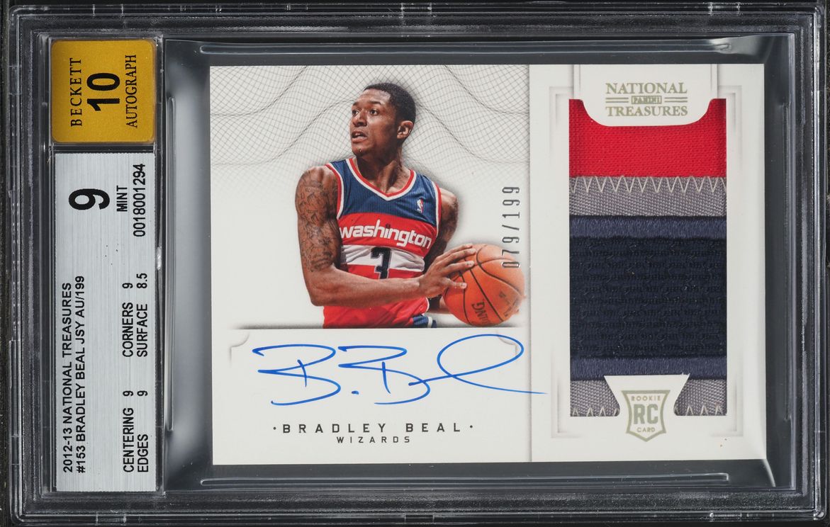 2012 National Treasures Bradley Beal ROOKIE PATCH AUTO /199 #153 BGS 9 MINT
