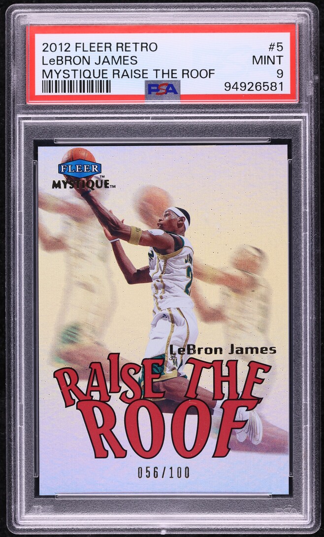 2012 Fleer Retro Mystique Raise The Roof LeBron James /100 #5 PSA 9 MINT