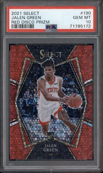 2021 Panini Select Red Disco Prizm #190 Jalen Green RC /49 PSA 10