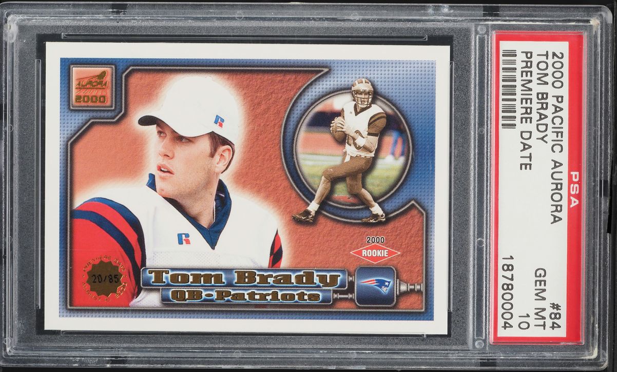 2000 Pacific Aurora Premiere Date Tom Brady ROOKIE /85 #84 PSA 10 GEM MINT
