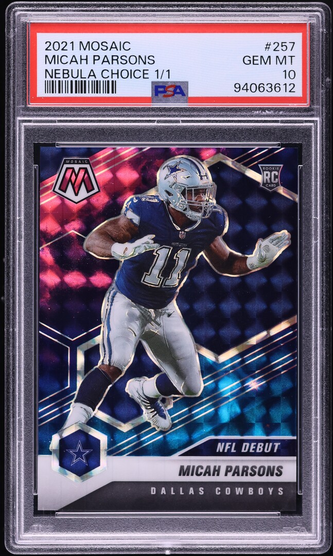 2021 Panini Mosaic Nebula Choice Micah Parsons ROOKIE 1/1 #257 PSA 10 GEM MINT