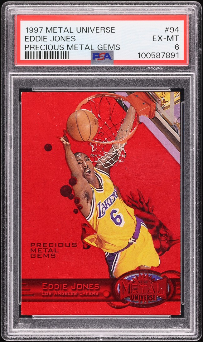 1997 Metal Universe Precious Metal Gems PMG Red Eddie Jones /100 #94 PSA 6 EXMT