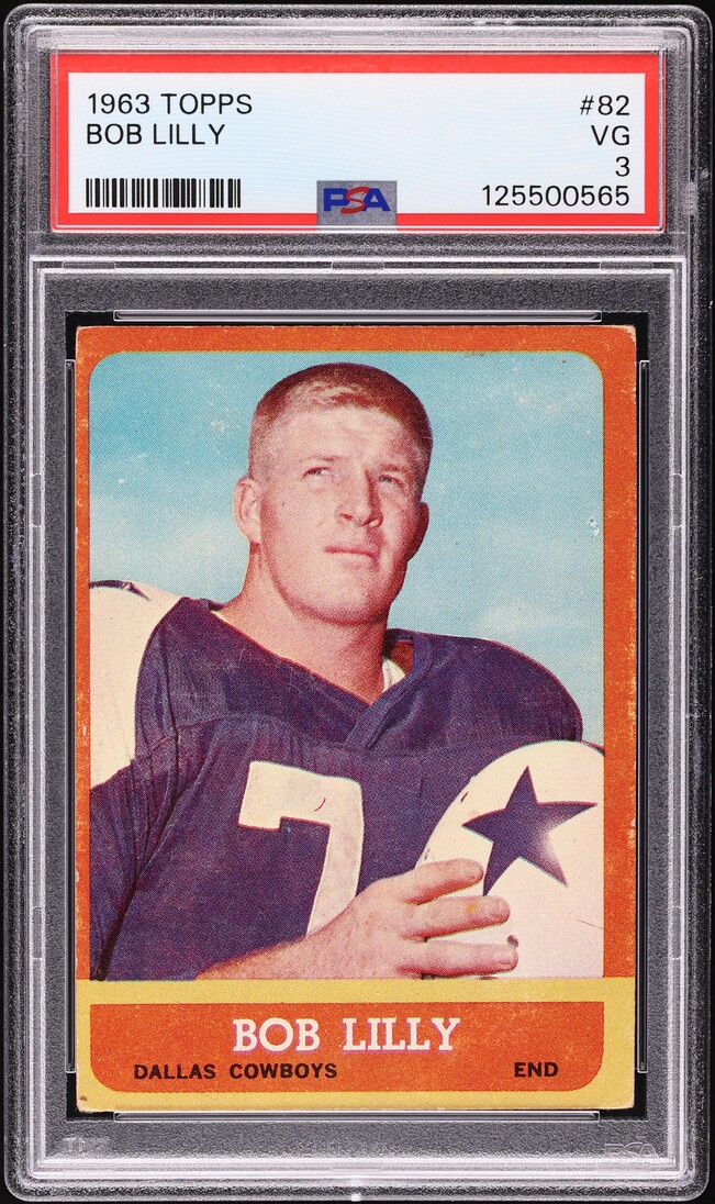 1963 Topps Football Bob Lilly ROOKIE #82 PSA 3 VG