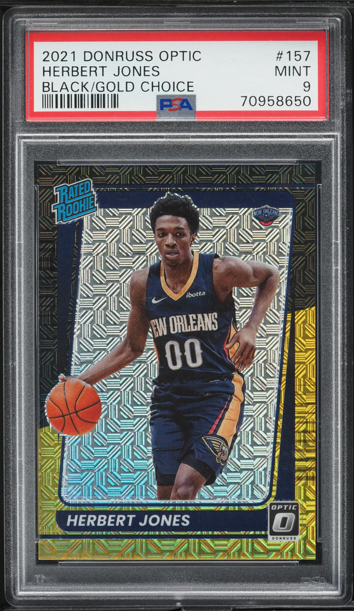 2021 Donruss Optic Black Gold Choice Herbert Jones ROOKIE /8 #157 PSA 9 MINT
