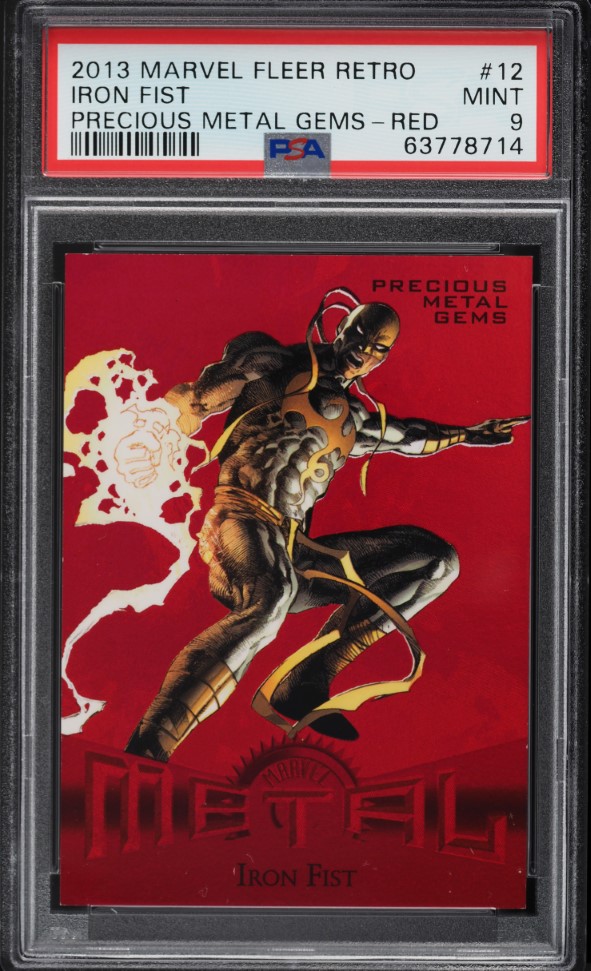 2013 Marvel Fleer Retro Precious Metal Gems PMG Red Iron Fist /100 #12 PSA 9