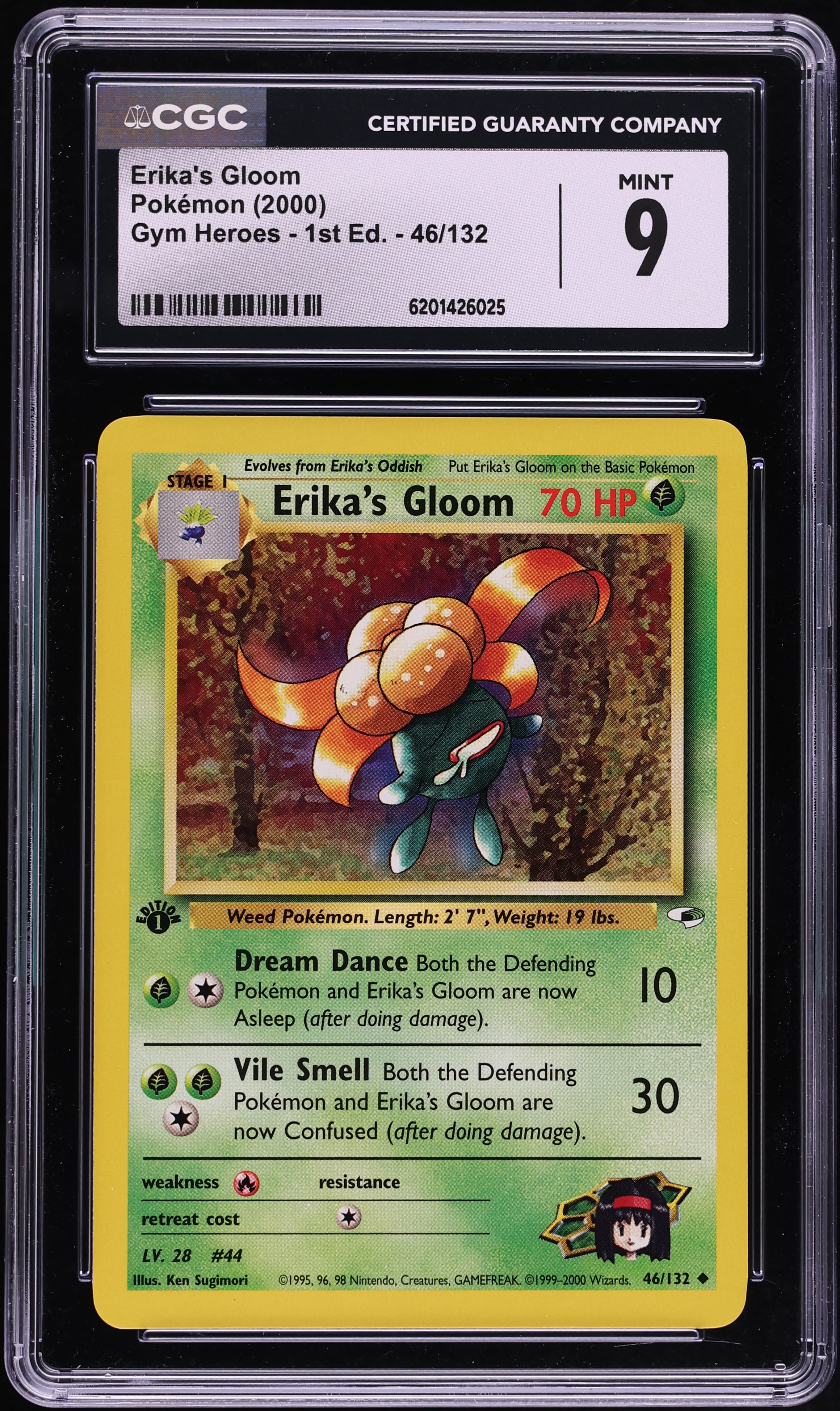 2000 Pokemon Gym Heroes 1st Edition Erika's Gloom #46 CGC 9 MINT