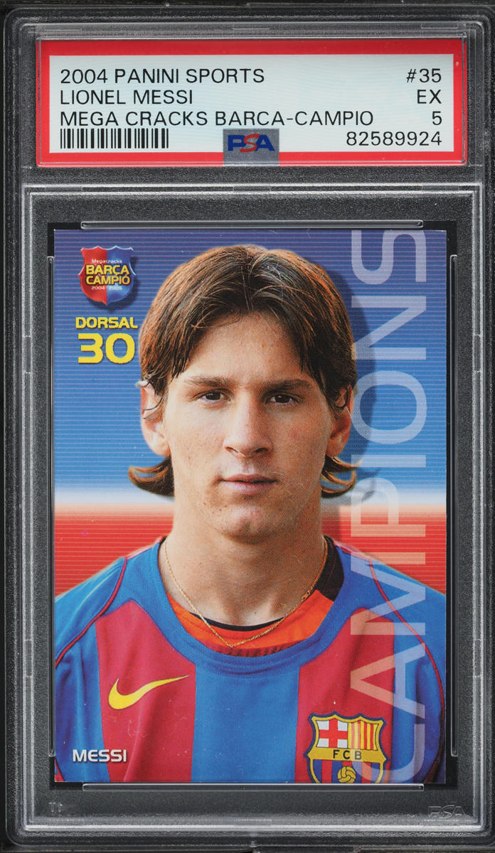 2004 Panini Sports Mega Cracks Barca Campio Lionel Messi ROOKIE #35 PSA 5 EX