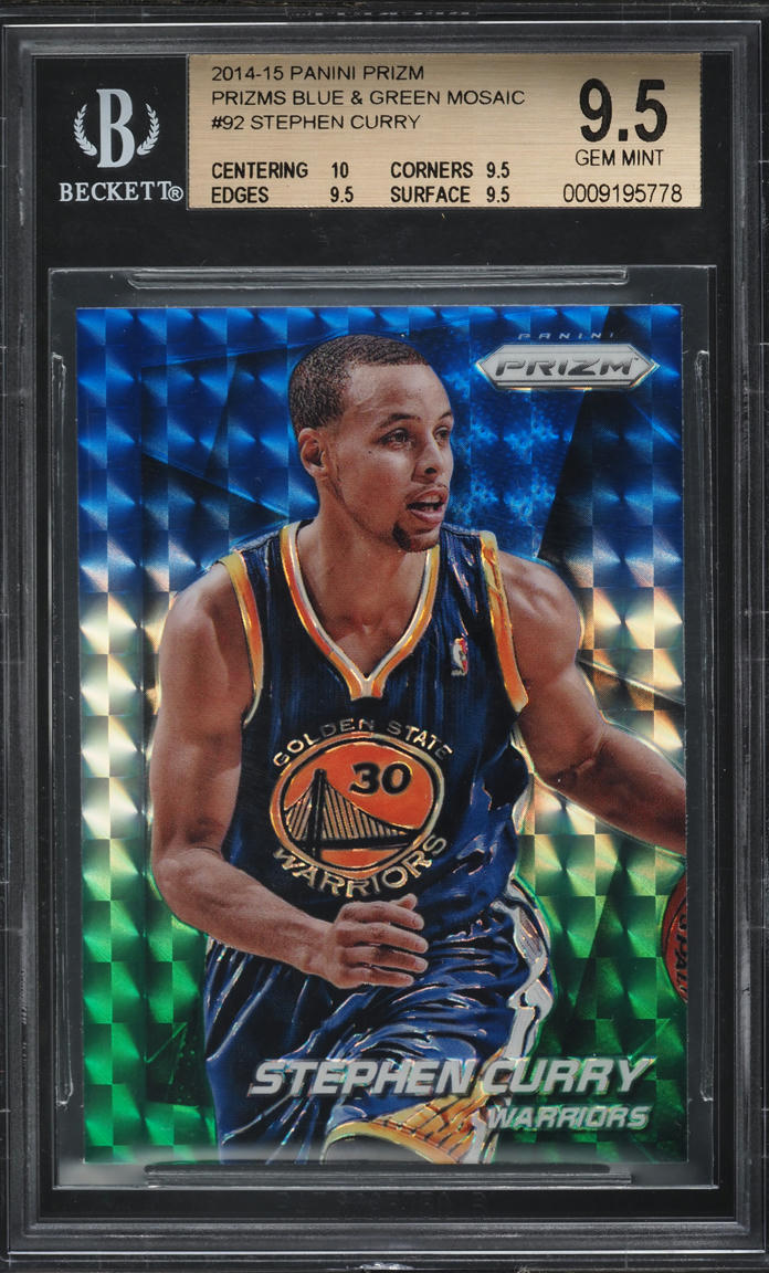 2014 Panini Prizm Blue & Green Mosaic Stephen Curry #92 BGS 9.5 GEM MINT