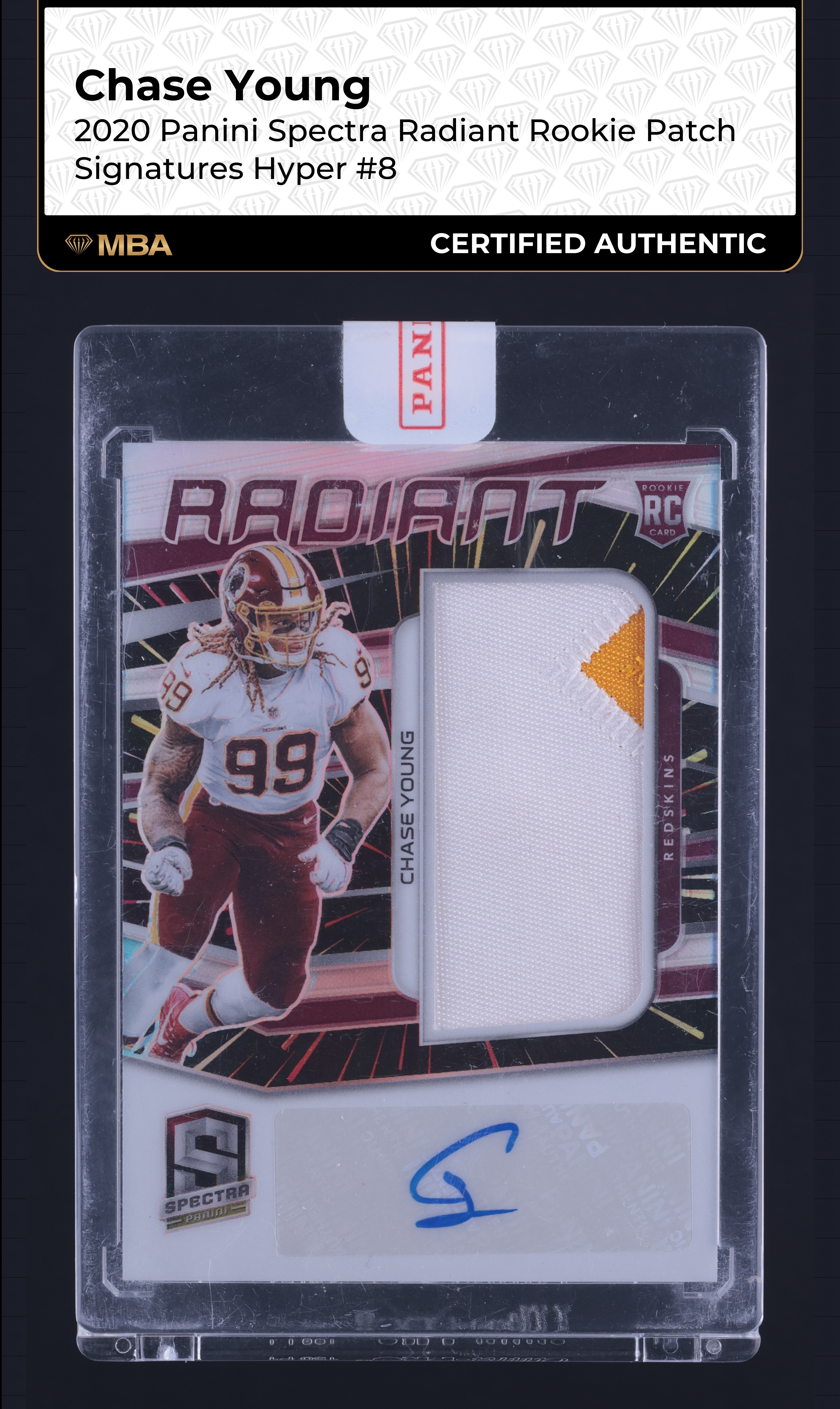 2020 Panini Spectra Radiant Hyper Chase Young ROOKIE PATCH AUTO /60 #8 MBA AUTH