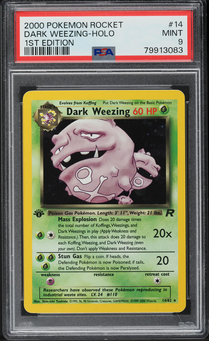 2000 Pokemon Team Rocket 1st Edition Holo Dark Weezing #14 PSA 9 MINT