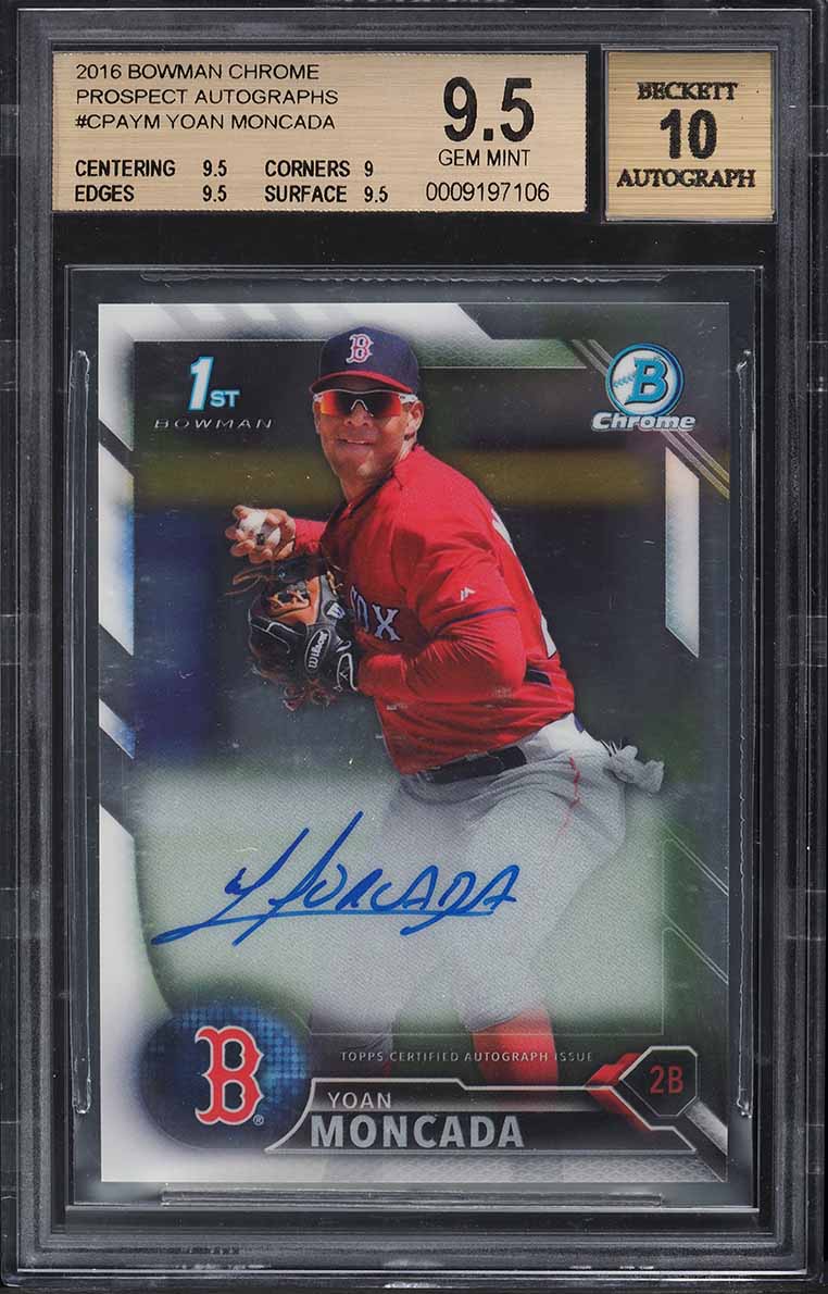 2016 Bowman Chrome Prospect Yoan Moncada ROOKIE AUTO #CPA-YM BGS 9.5 GEM MINT