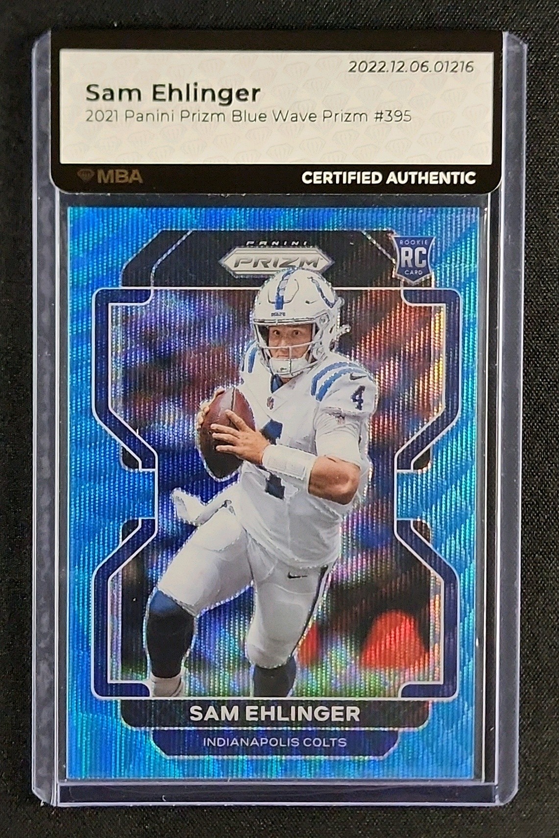 2021 Panini Prizm Blue Wave Sam Ehlinger ROOKIE /199 #395 MBA AUTH