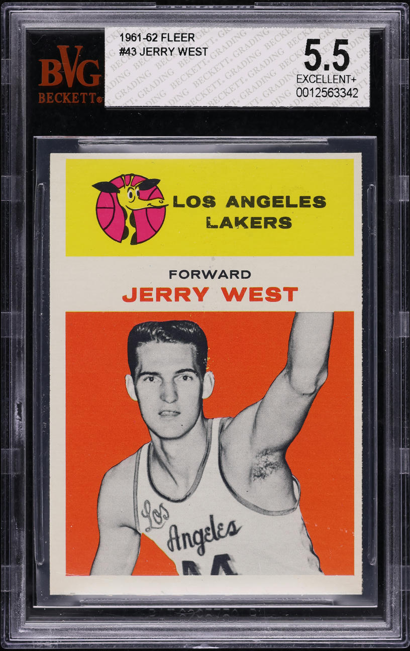 1961 Fleer Basketball Jerry West ROOKIE #43 BVG 5.5 EX+