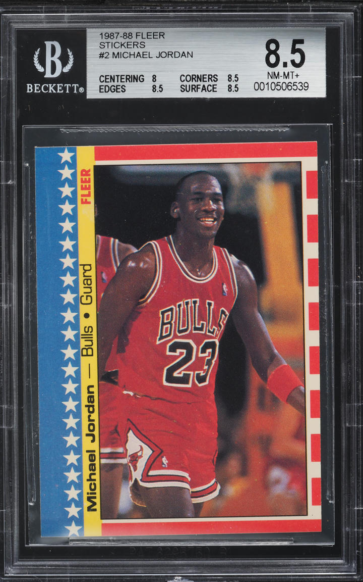 1987 Fleer Sticker Michael Jordan #2 BGS 8.5 NM-MT+
