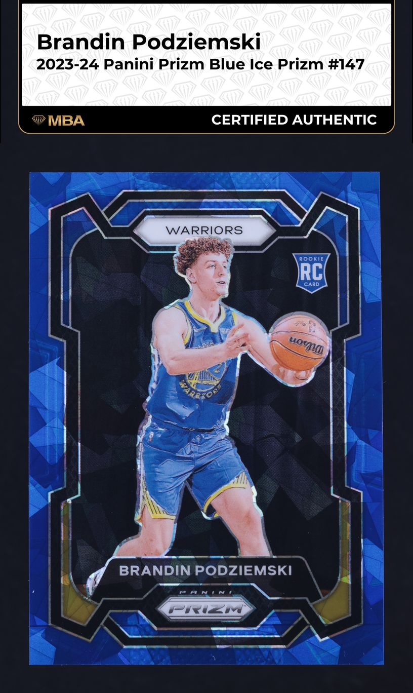 2023 Panini Prizm Blue Ice Brandin Podziemski ROOKIE /125 #147 MBA AUTH
